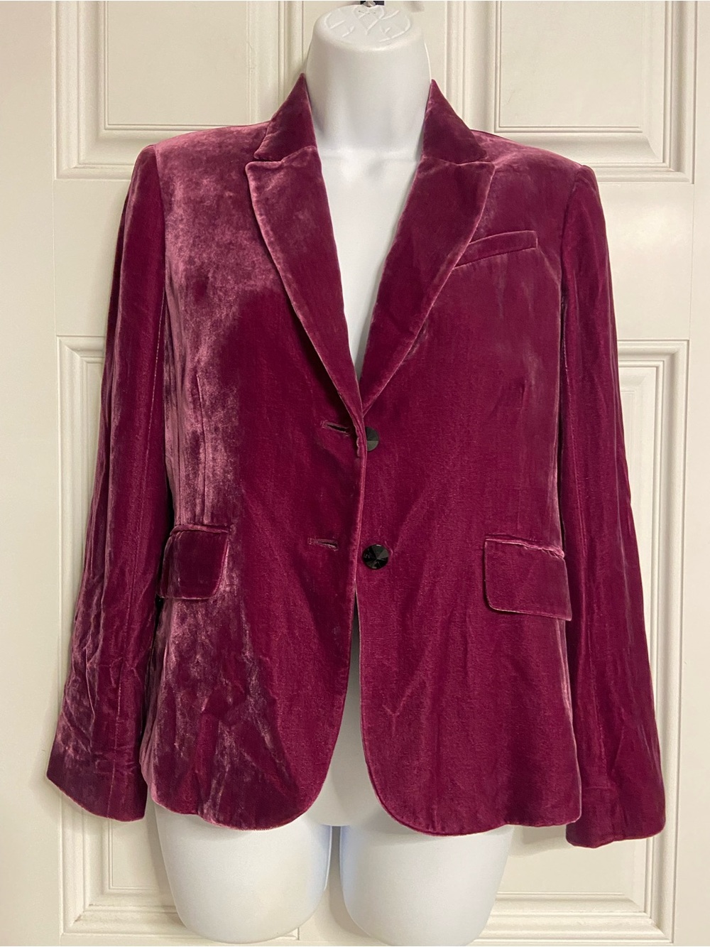 ADEC2 Raspberry Red SILK Blend Velvet Blazer Jacket